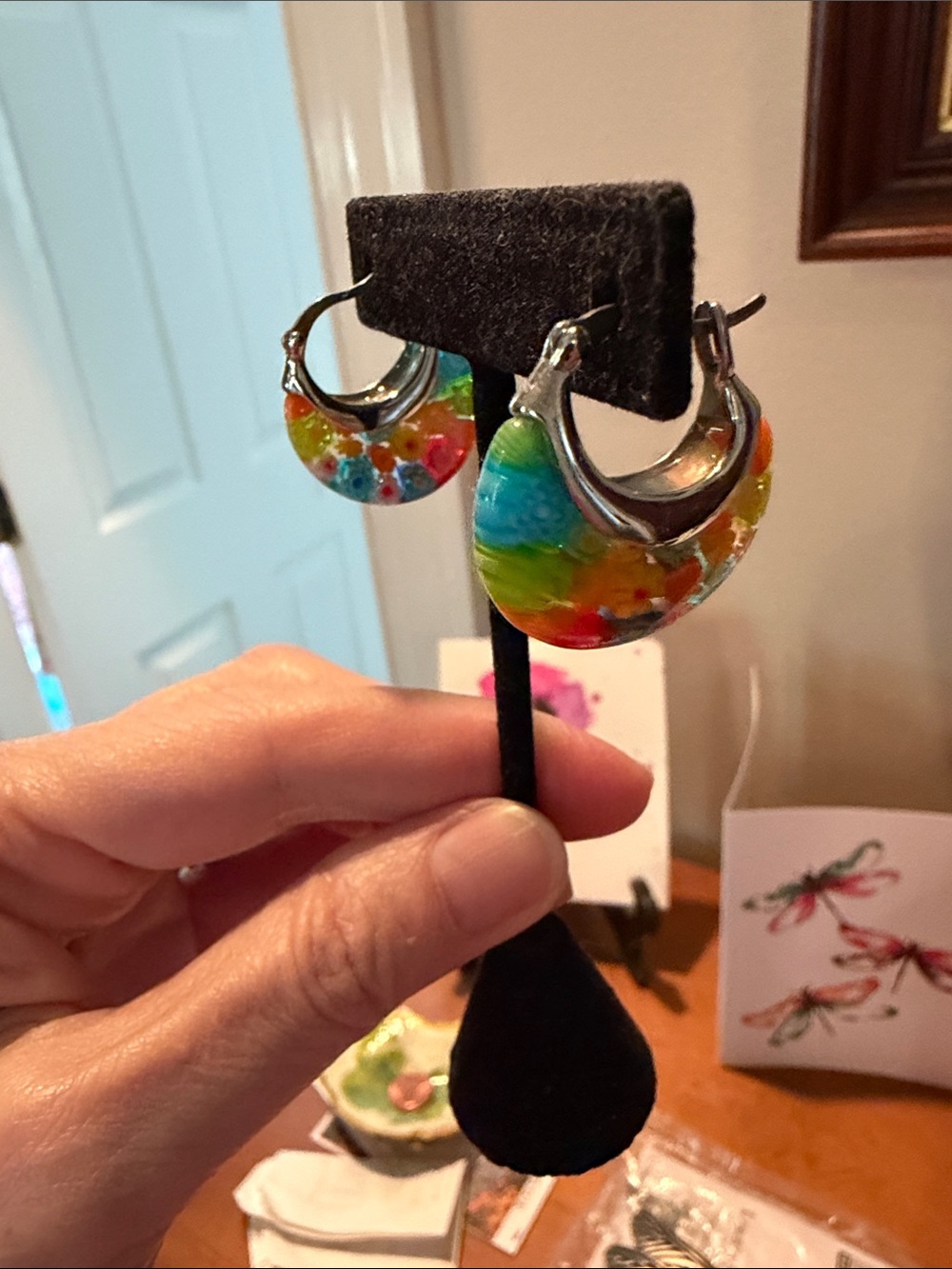 Millefiori earrings - Picture 2 of 8